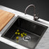 51 x 45cm Stainless Steel Kitchen Sink Basin Bowl Under/Top/Flush Mount Black